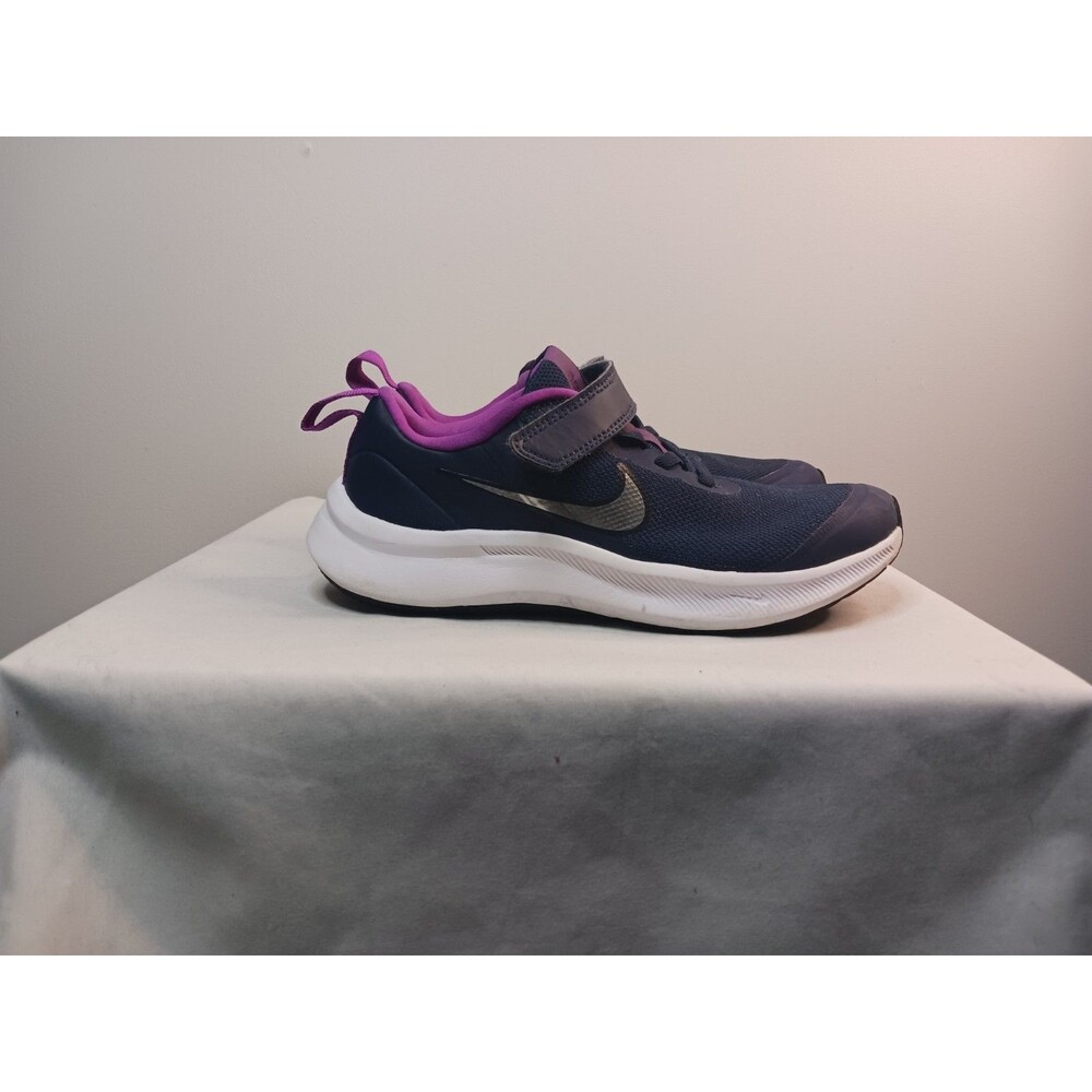 Nike Star Runner Kids Sneakers Navy Pink Mesh Hook & Loop Size 1Y Athletic